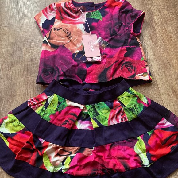 Ted Baker Girls Floral Skirt and Top - Picture 1 of 2